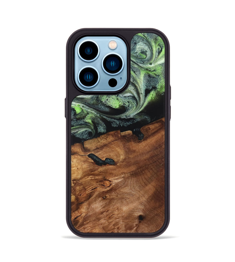 iPhone 14 Pro Wood Phone Case - Iyana (Green, 820322)