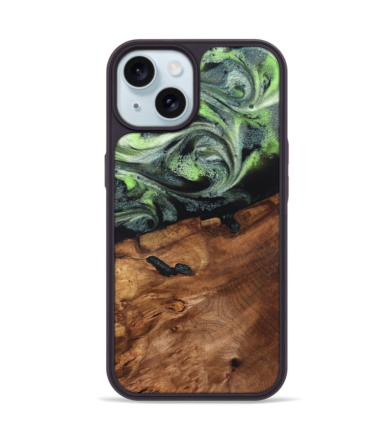 iPhone 15 Wood Phone Case - Iyana (Green, 820322)