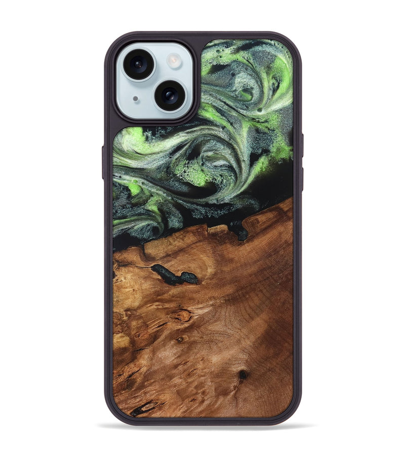 iPhone 15 Plus Wood Phone Case - Iyana (Green, 820322)