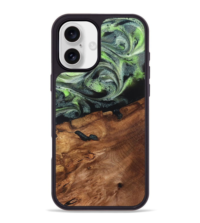 iPhone 16 Plus Wood Phone Case - Iyana (Green, 820322)