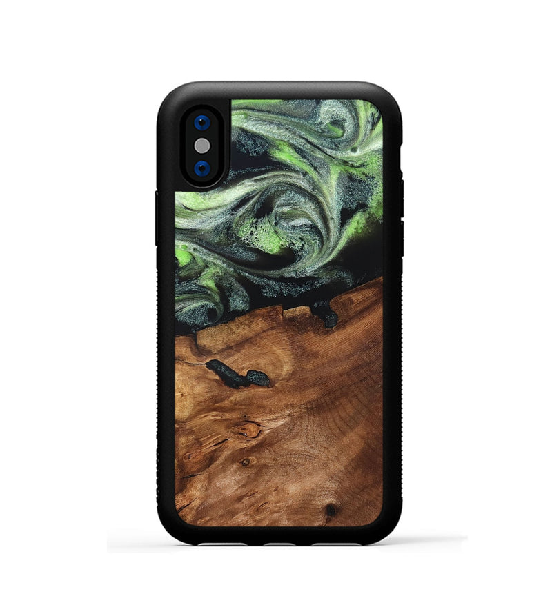iPhone Xs Wood Phone Case - Iyana (Green, 820322)