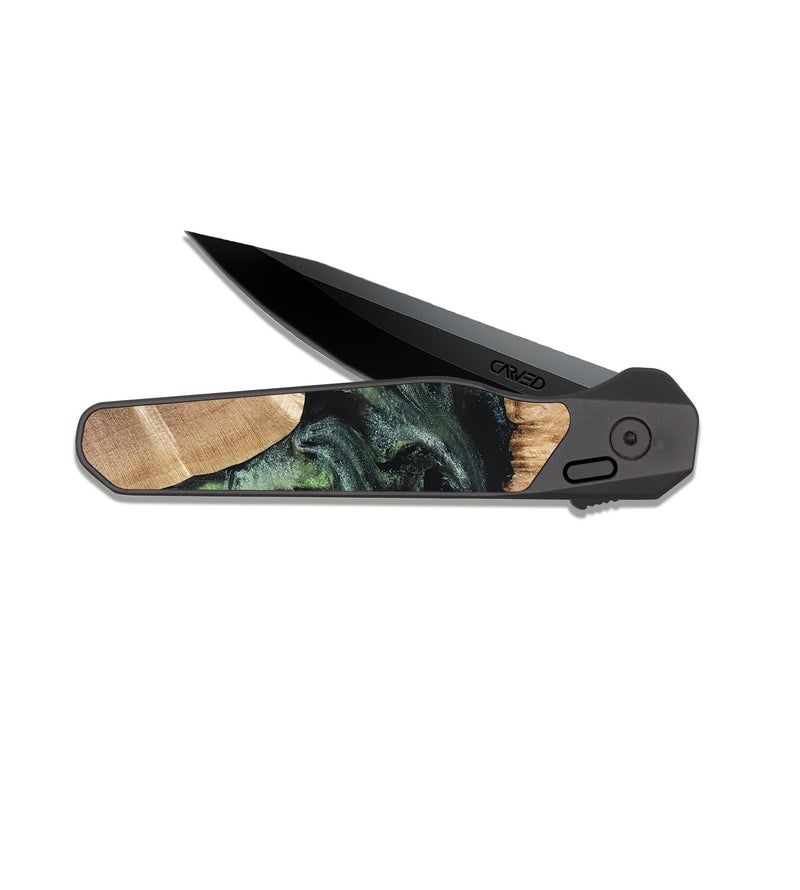 EDC Dark Slate Wood Pocket Knife - Isabell (Green, 820324)