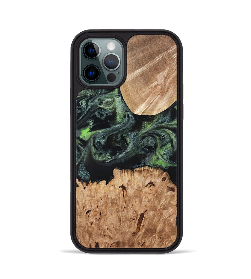 iPhone 12 Pro Wood Phone Case - Isabell (Green, 820324)