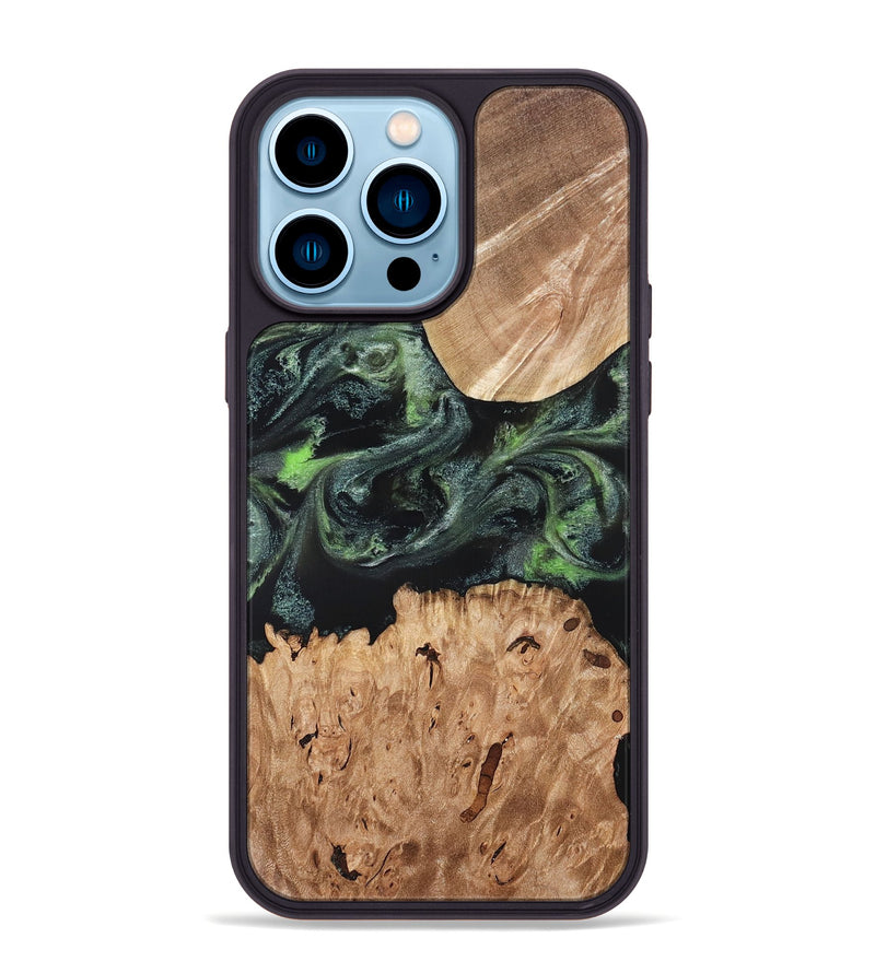iPhone 14 Pro Max Wood Phone Case - Isabell (Green, 820324)
