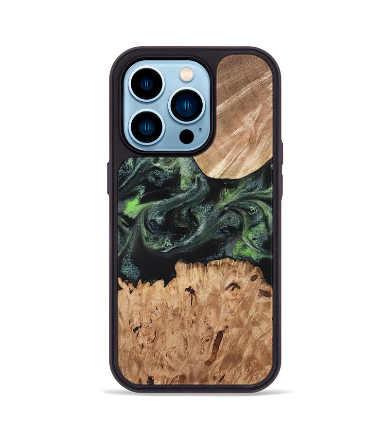 iPhone 14 Pro Wood Phone Case - Isabell (Green, 820324)