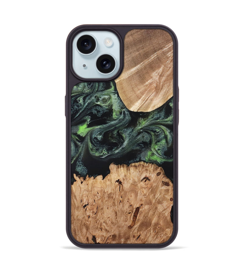 iPhone 15 Wood Phone Case - Isabell (Green, 820324)