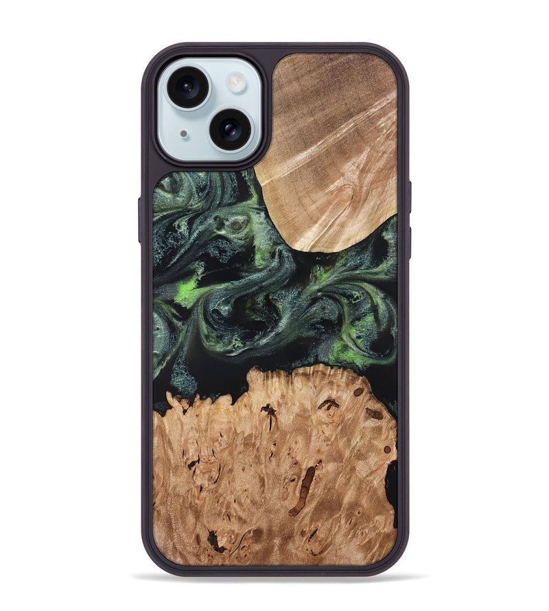 iPhone 15 Plus Wood Phone Case - Isabell (Green, 820324)