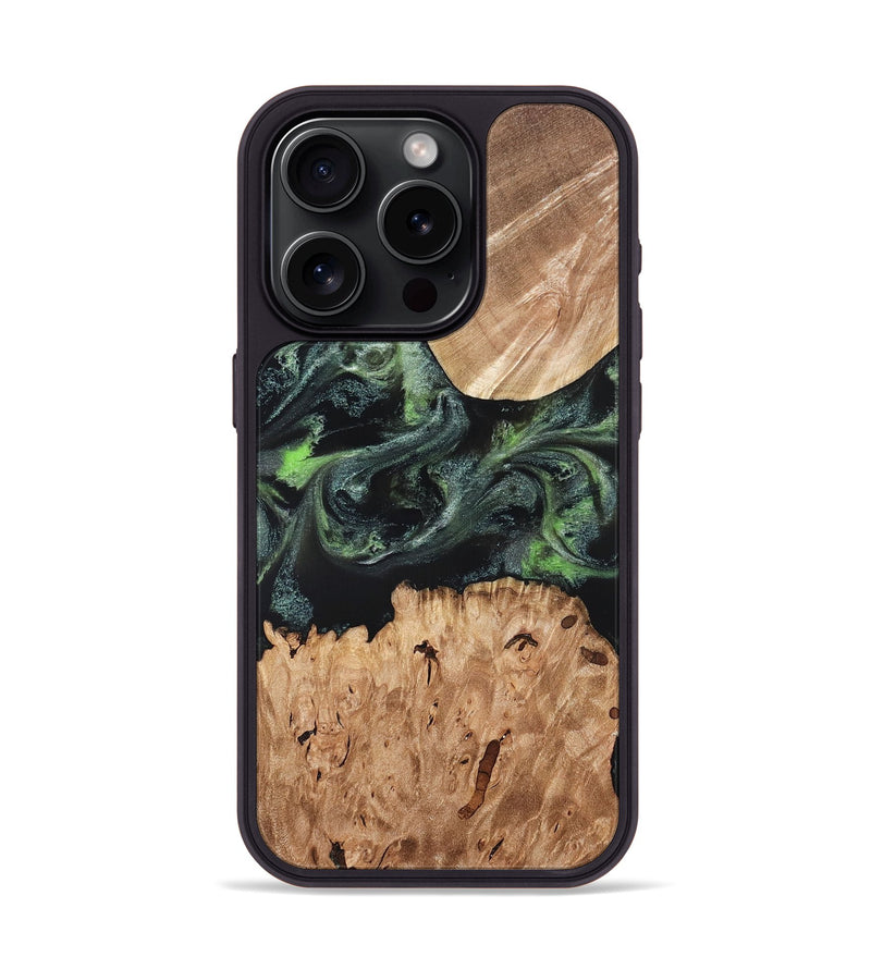 iPhone 15 Pro Wood Phone Case - Isabell (Green, 820324)