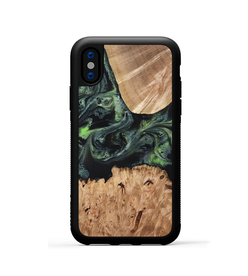 iPhone Xs Wood Phone Case - Isabell (Green, 820324)