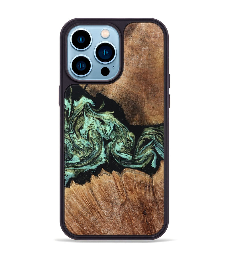 iPhone 14 Pro Max Wood Phone Case - Cicely (Green, 820328)