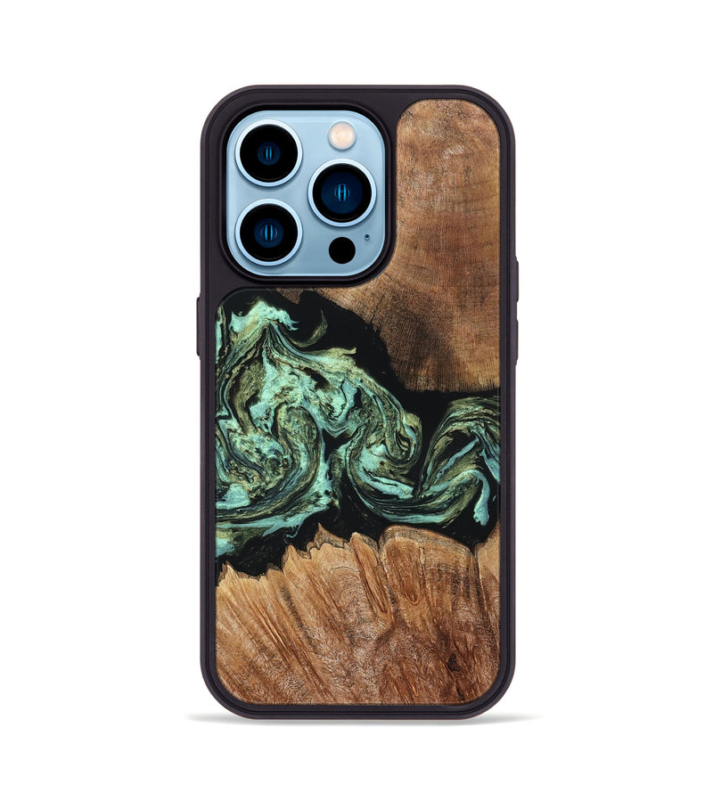 iPhone 14 Pro Wood Phone Case - Cicely (Green, 820328)