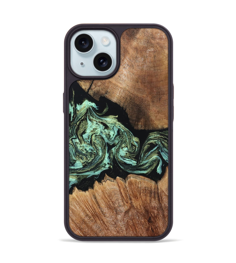 iPhone 15 Wood Phone Case - Cicely (Green, 820328)