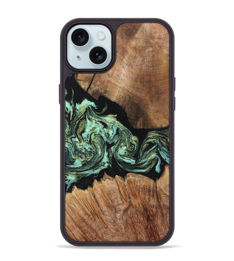 iPhone 15 Plus Wood Phone Case - Cicely (Green, 820328)