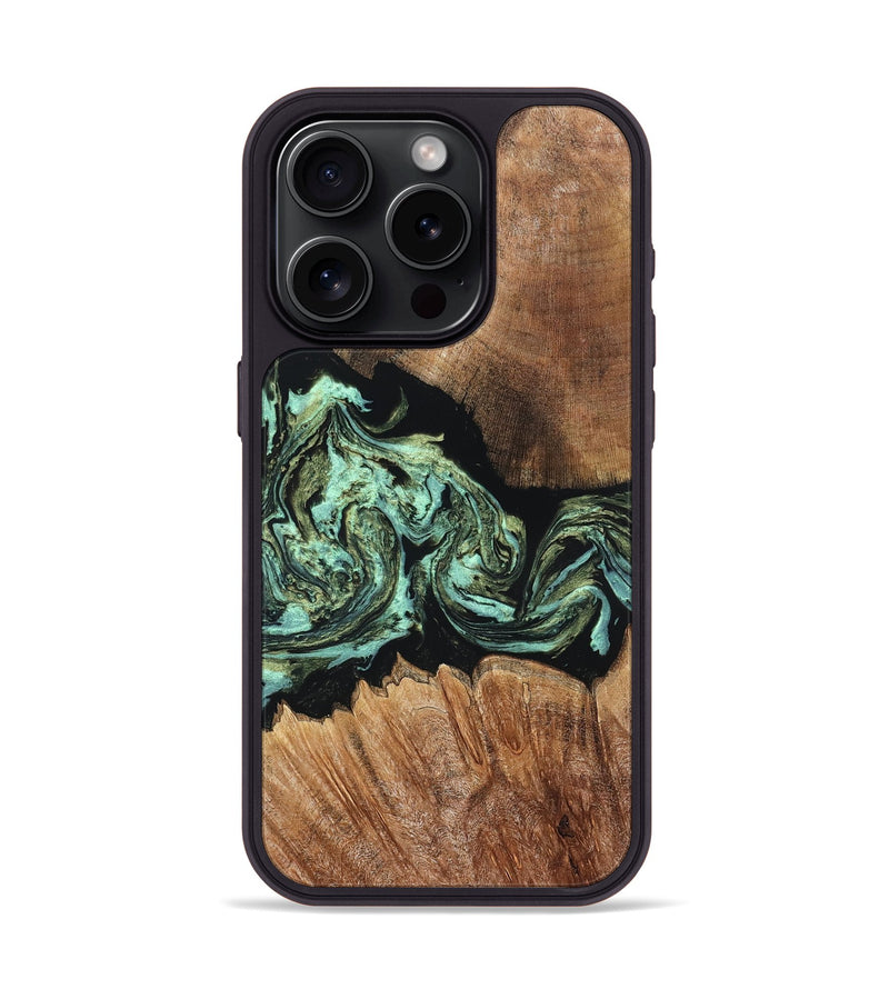 iPhone 15 Pro Wood Phone Case - Cicely (Green, 820328)