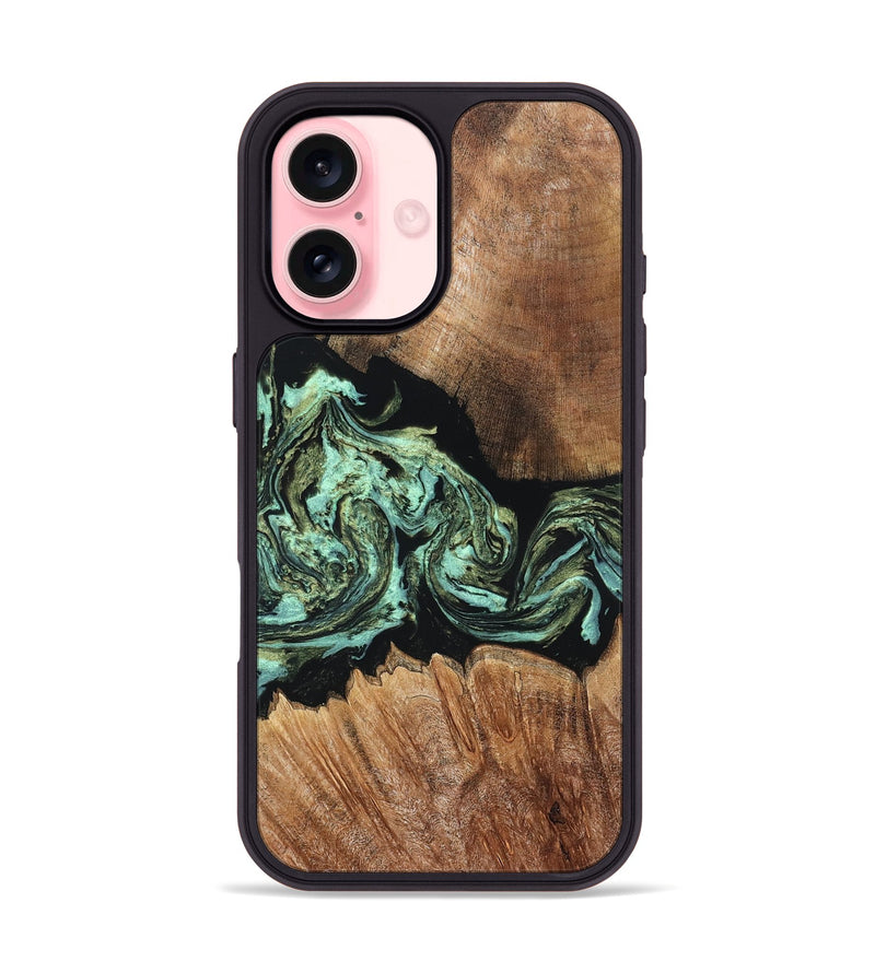 iPhone 16 Wood Phone Case - Cicely (Green, 820328)