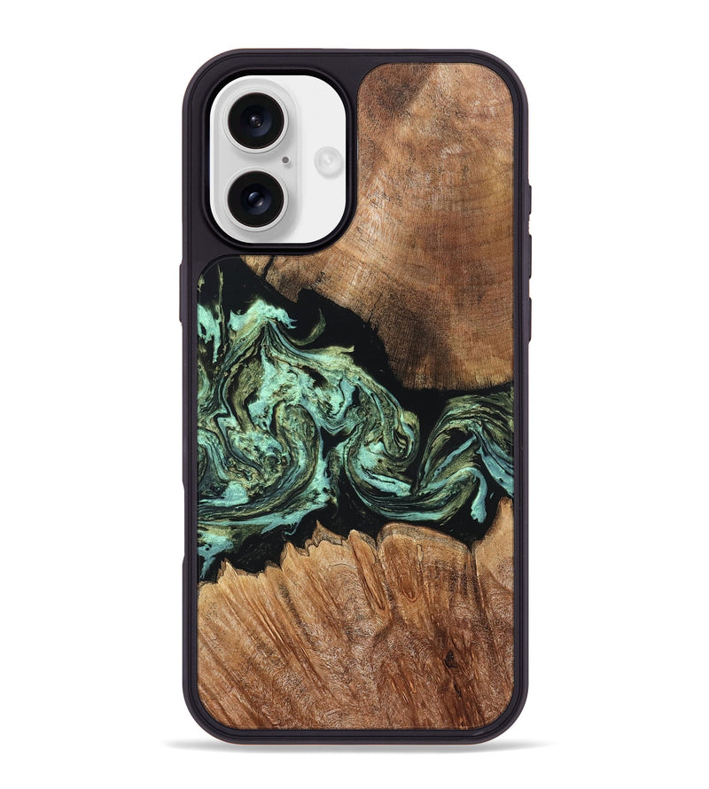 iPhone 16 Plus Wood Phone Case - Cicely (Green, 820328)