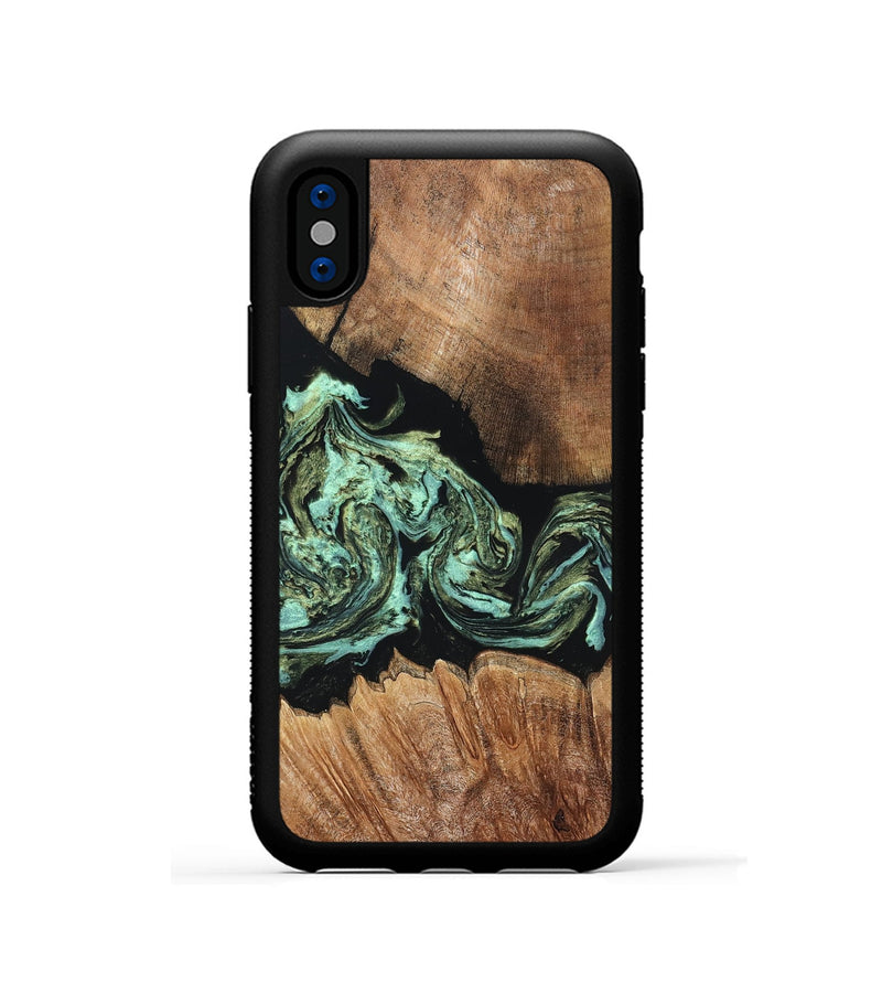 iPhone Xs Wood Phone Case - Cicely (Green, 820328)