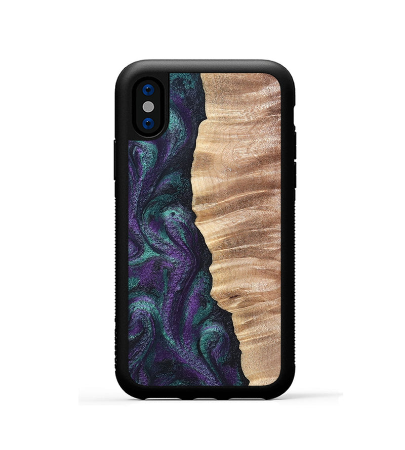 iPhone Xs Wood Phone Case - Cayson (Green, 820329)