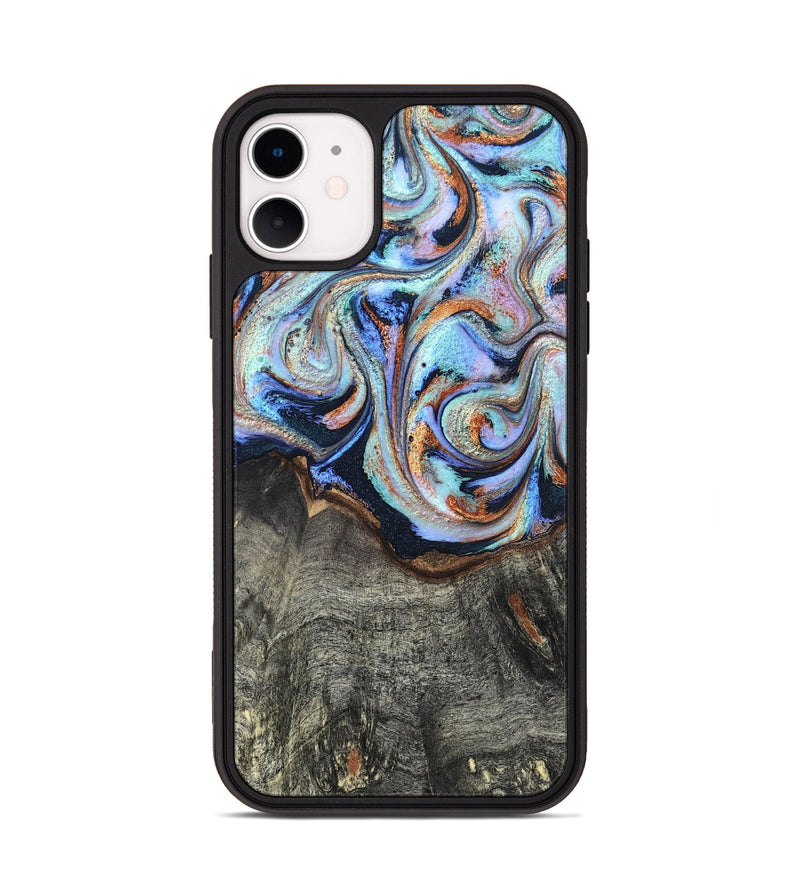iPhone 11 Wood Phone Case - Ila (Teal & Gold, 820331)