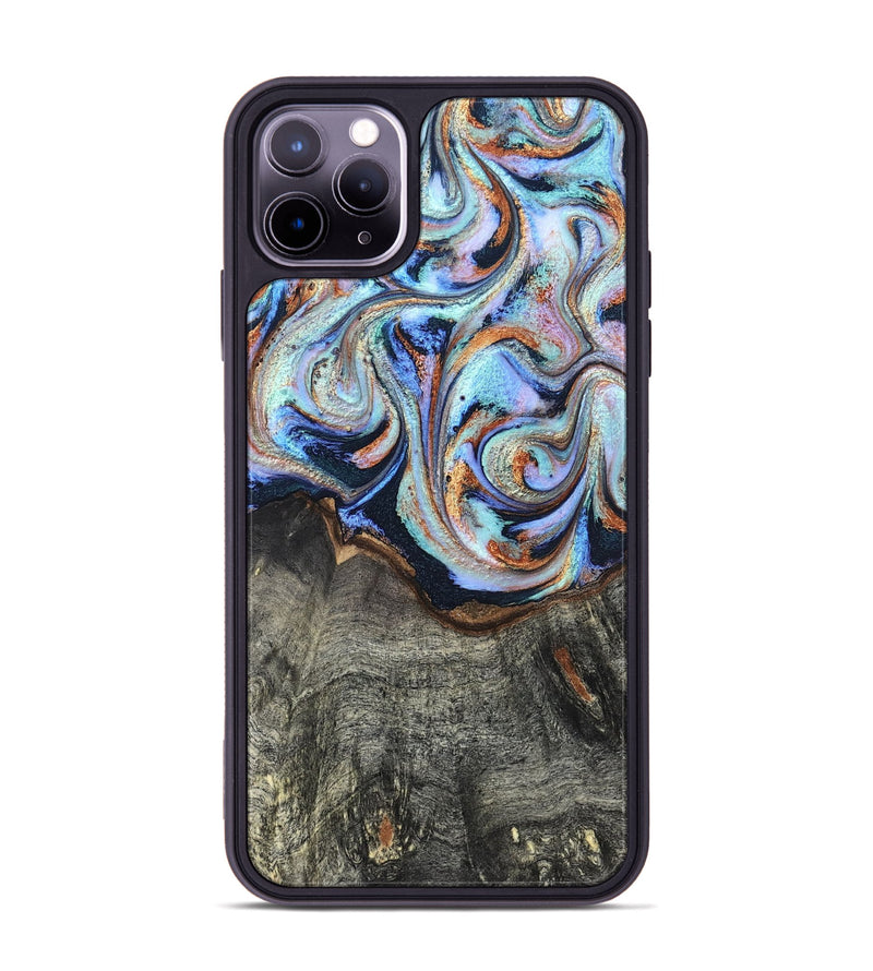 iPhone 11 Pro Max Wood Phone Case - Ila (Teal & Gold, 820331)