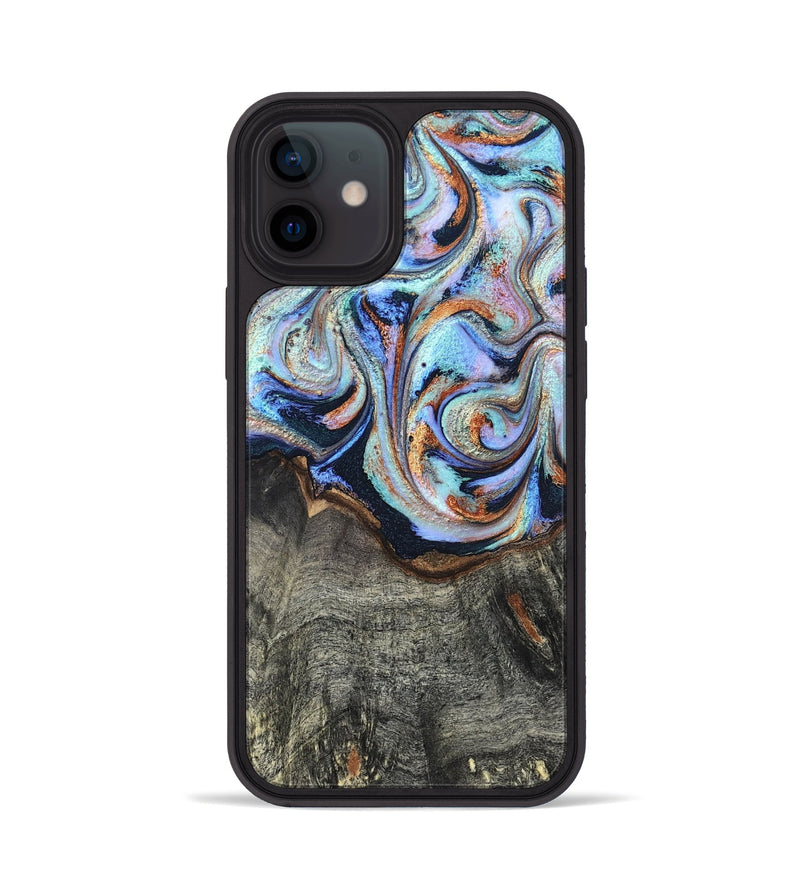 iPhone 12 Wood Phone Case - Ila (Teal & Gold, 820331)