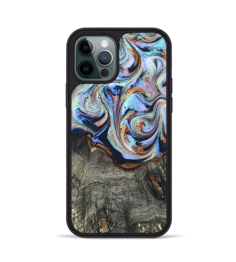 iPhone 12 Pro Wood Phone Case - Ila (Teal & Gold, 820331)