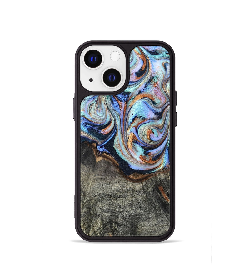 iPhone 13 mini Wood Phone Case - Ila (Teal & Gold, 820331)