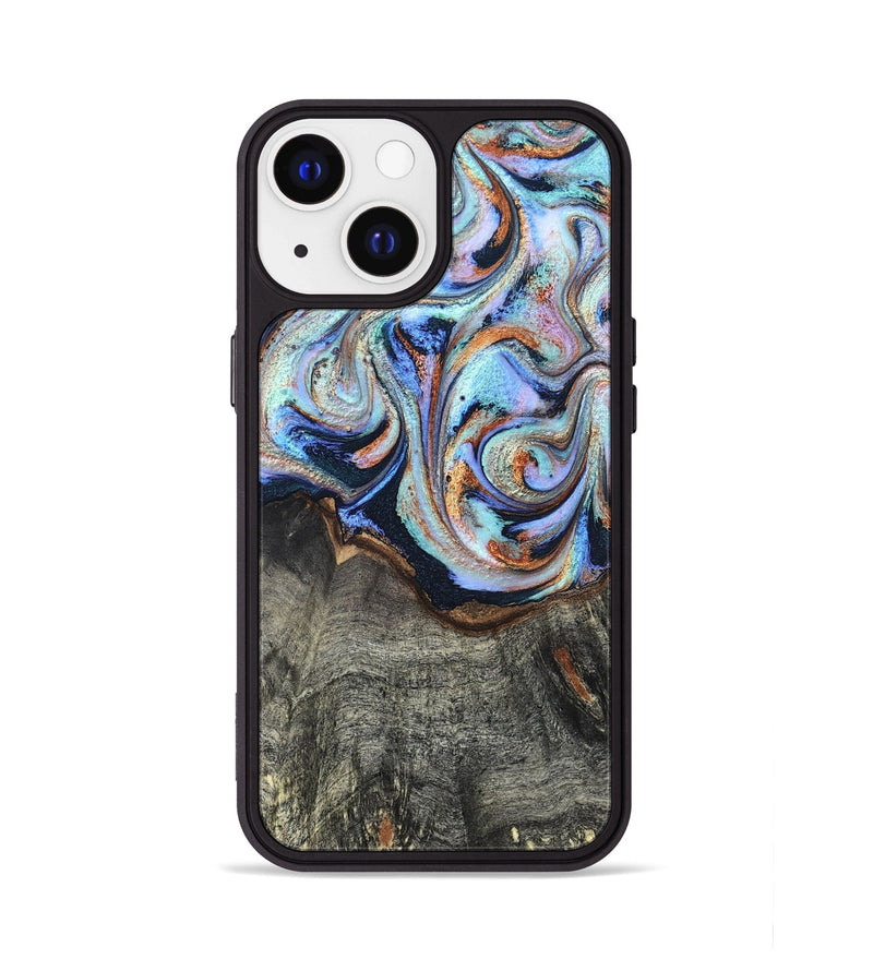 iPhone 13 Wood Phone Case - Ila (Teal & Gold, 820331)