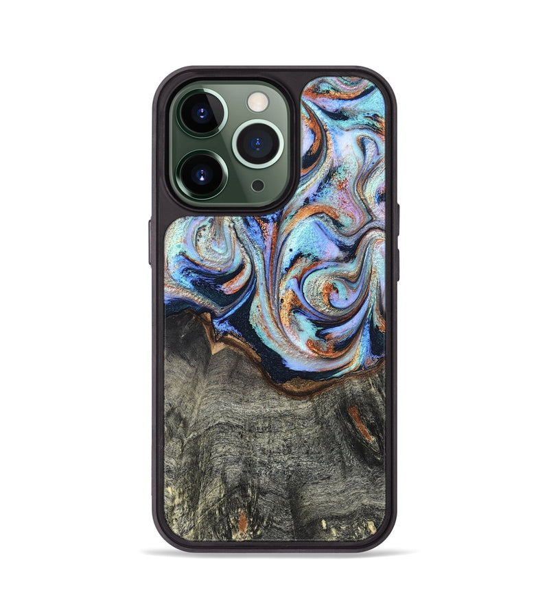 iPhone 13 Pro Wood Phone Case - Ila (Teal & Gold, 820331)