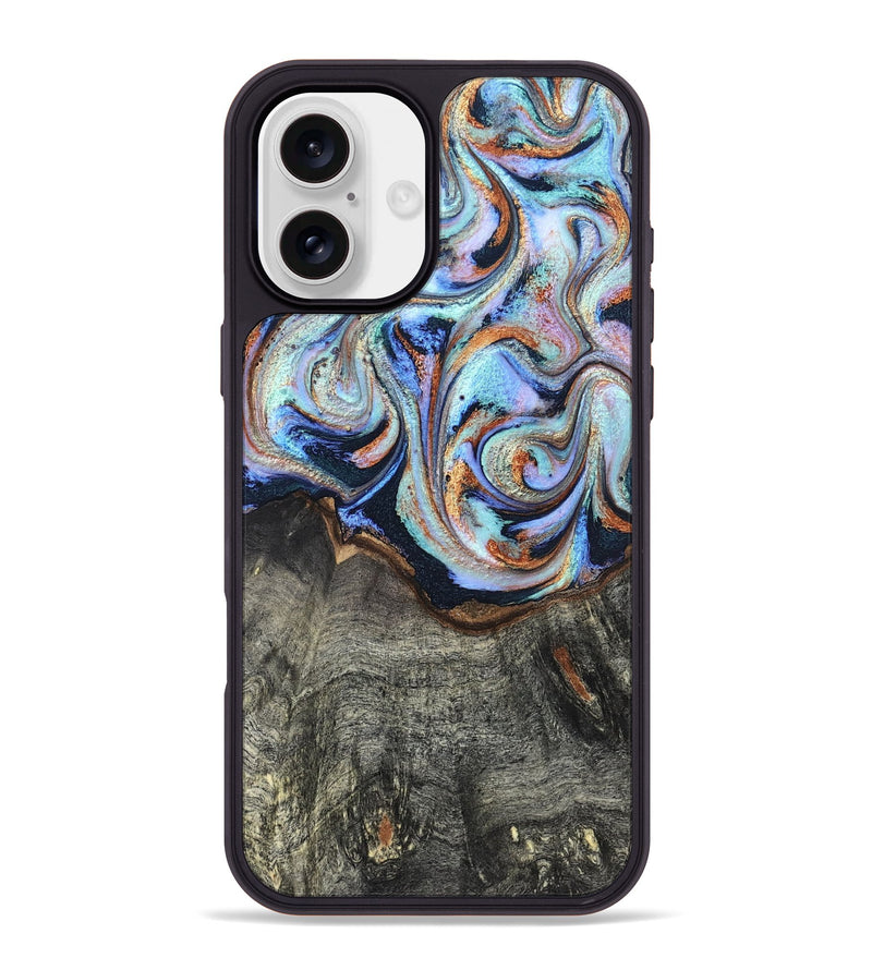 iPhone 16 Plus Wood Phone Case - Ila (Teal & Gold, 820331)