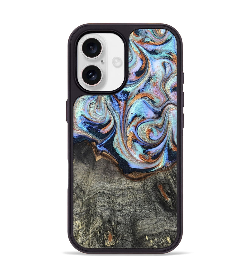 iPhone 17 Wood Phone Case - Ila (Teal & Gold, 820331)