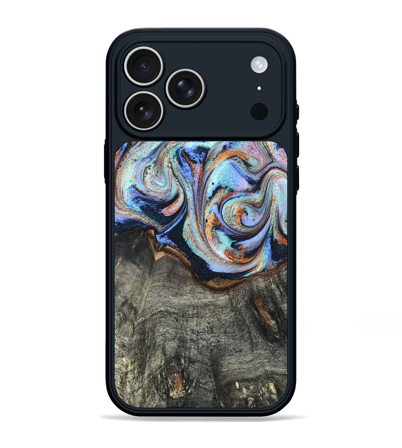 iPhone 17 Pro Max Wood Phone Case - Ila (Teal & Gold, 820331)