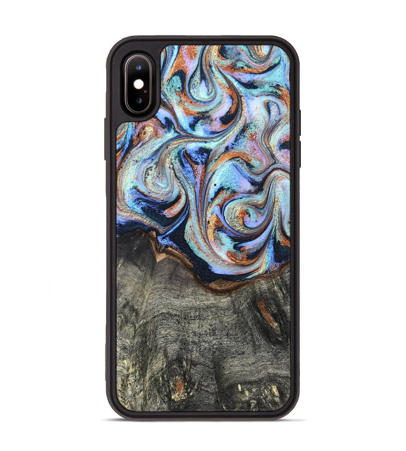 iPhone Xs Max Wood Phone Case - Ila (Teal & Gold, 820331)