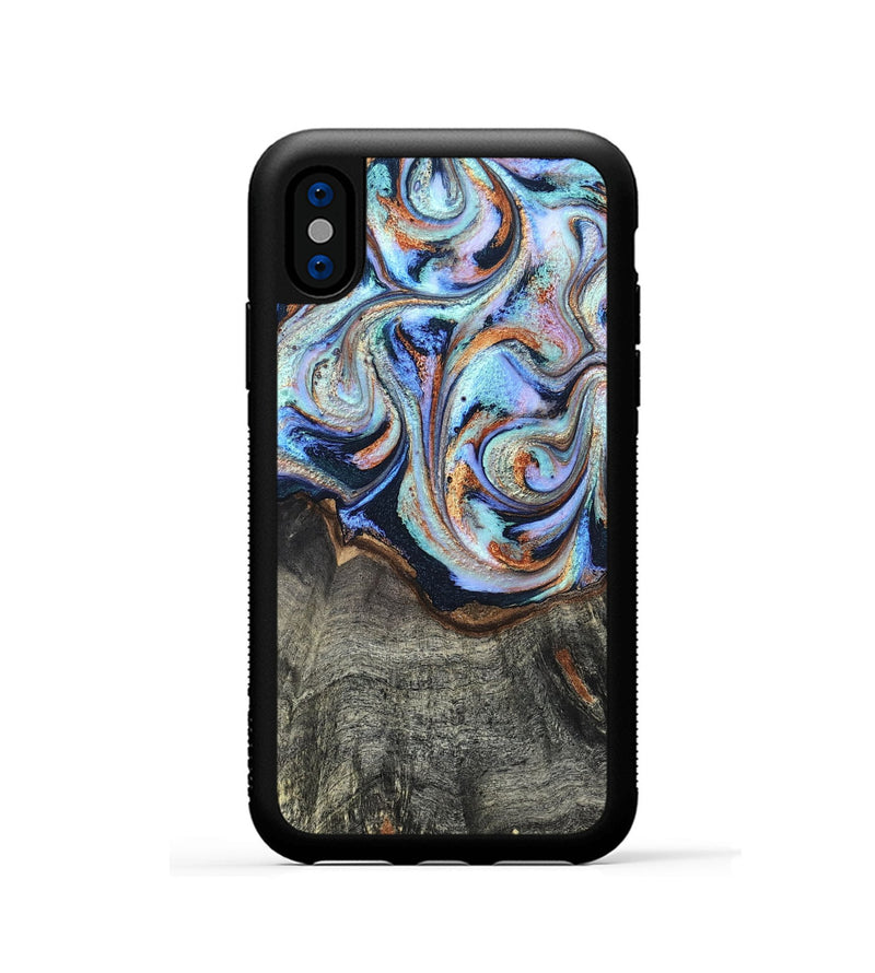 iPhone Xs Wood Phone Case - Ila (Teal & Gold, 820331)