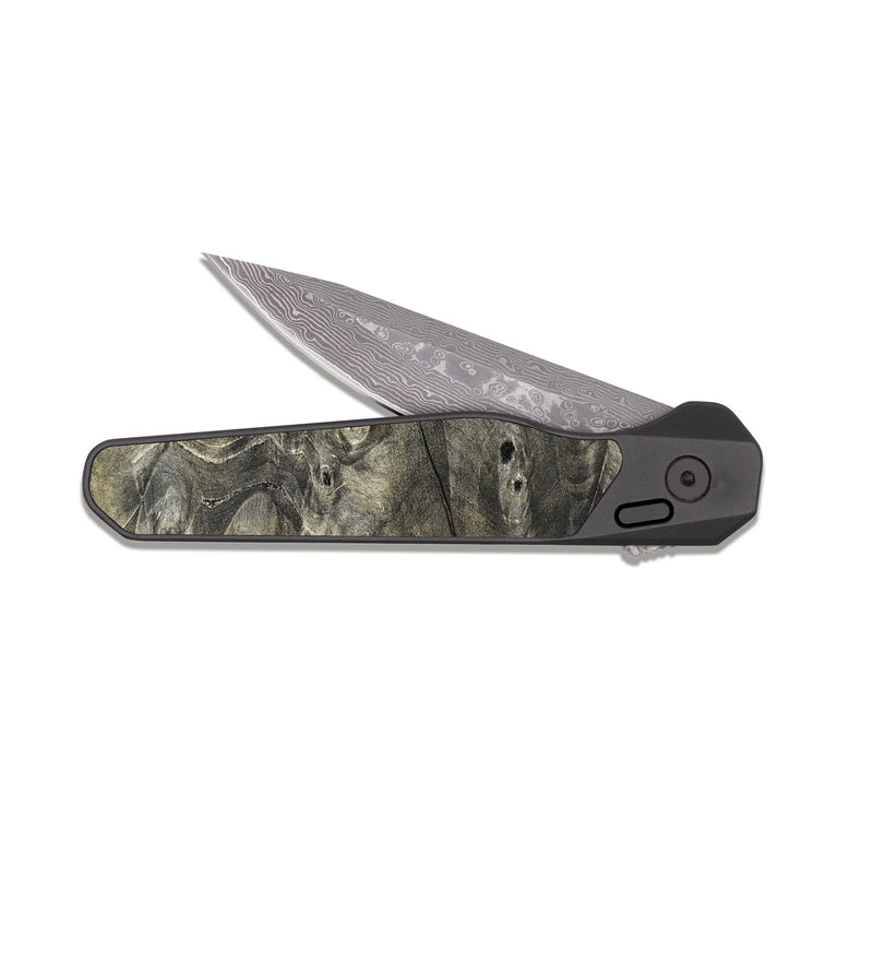 EDC Dark Damascus Wood Pocket Knife - Merlin (Wood Burl, 820332)
