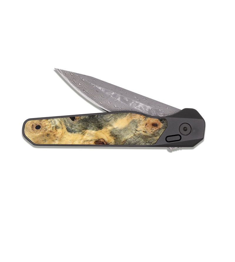 EDC Dark Damascus Wood Pocket Knife - Rhea (Wood Burl, 820333)