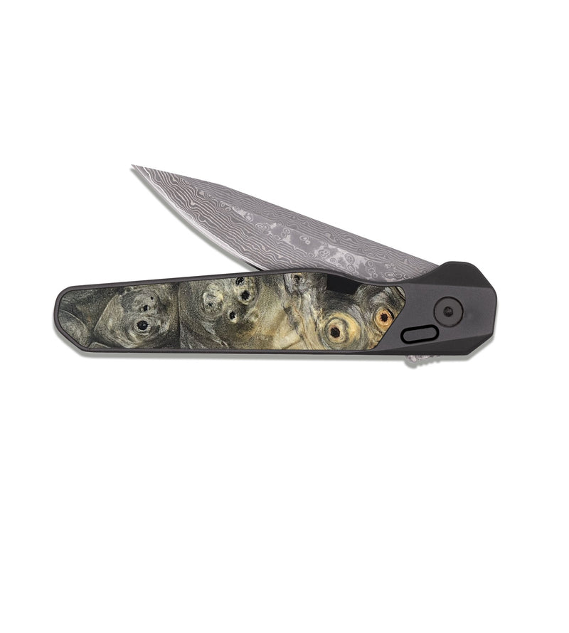 EDC Dark Damascus Wood Pocket Knife - Hattie (Wood Burl, 820334)