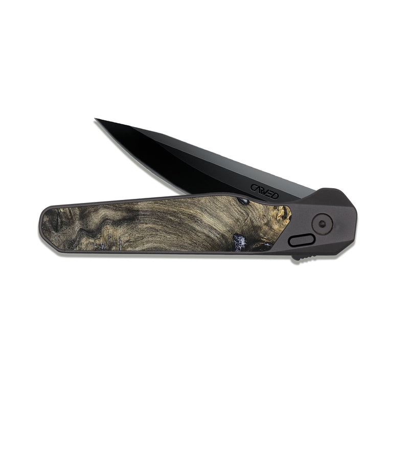 EDC Dark Slate Wood Pocket Knife - Kaila (Black & White, 820337)