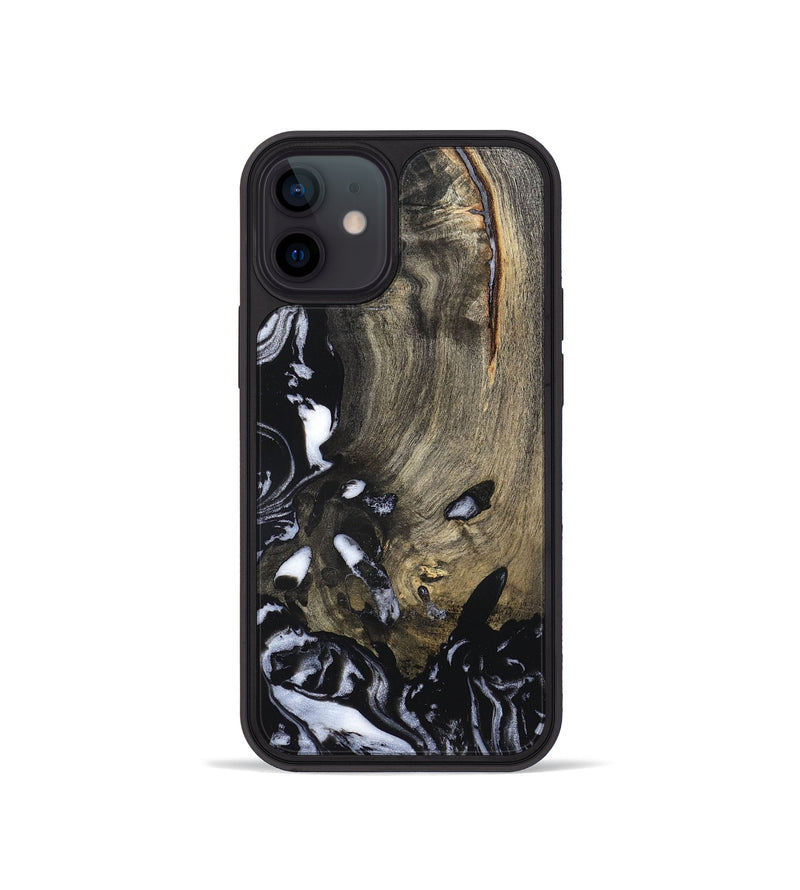 iPhone 12 mini Wood Phone Case - Kaila (Black & White, 820337)