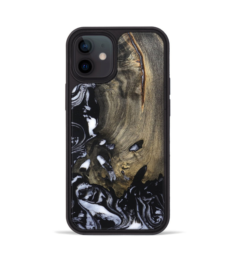 iPhone 12 Wood Phone Case - Kaila (Black & White, 820337)