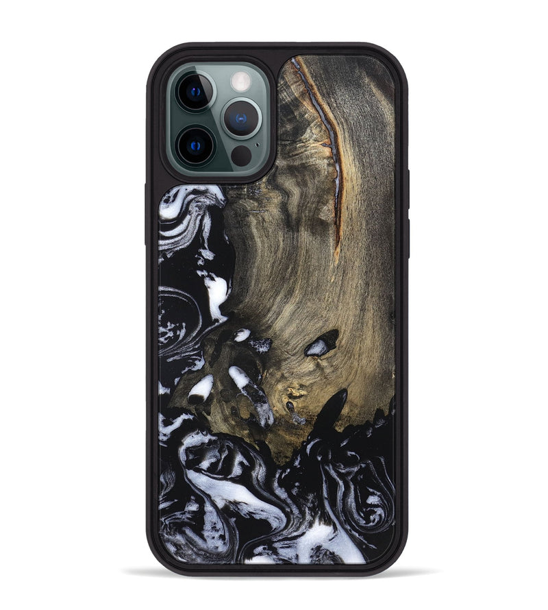 iPhone 12 Pro Max Wood Phone Case - Kaila (Black & White, 820337)