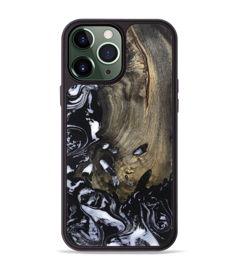 iPhone 13 Pro Max Wood Phone Case - Kaila (Black & White, 820337)