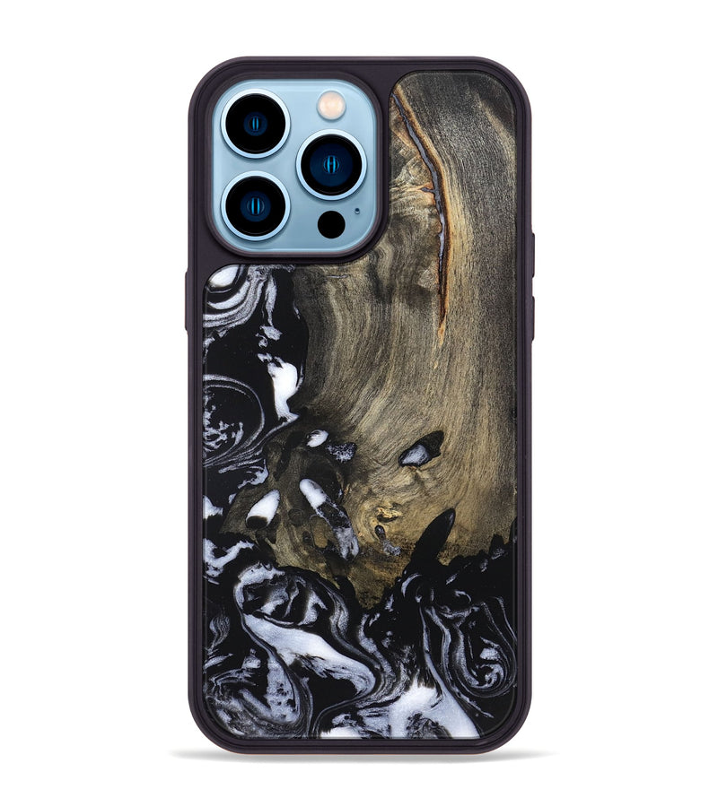 iPhone 14 Pro Max Wood Phone Case - Kaila (Black & White, 820337)