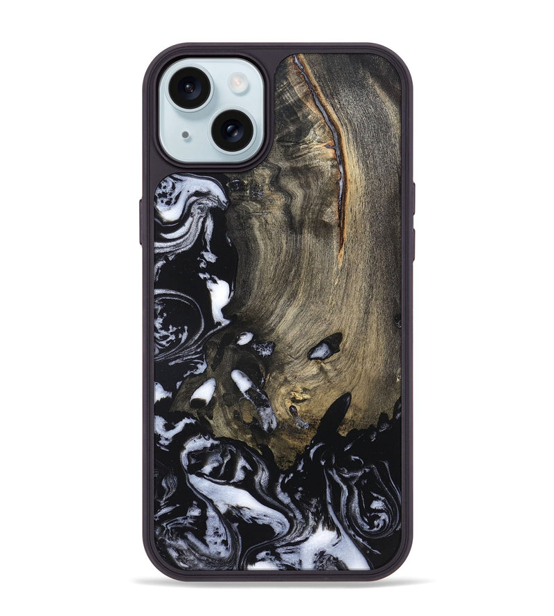 iPhone 15 Plus Wood Phone Case - Kaila (Black & White, 820337)
