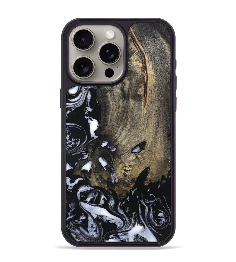iPhone 15 Pro Max Wood Phone Case - Kaila (Black & White, 820337)