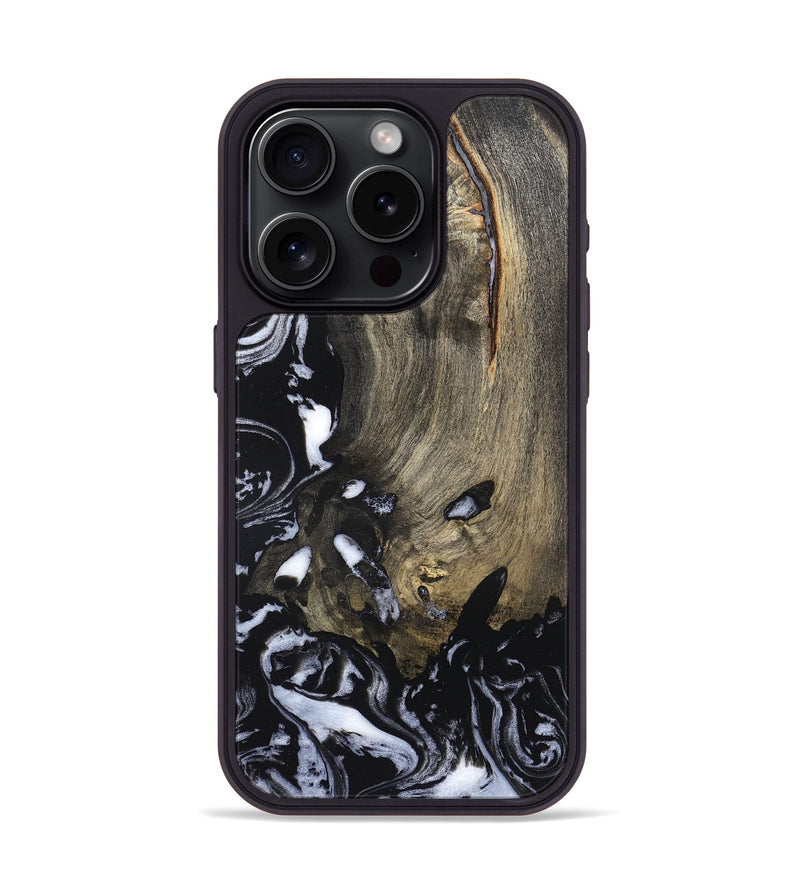 iPhone 15 Pro Wood Phone Case - Kaila (Black & White, 820337)