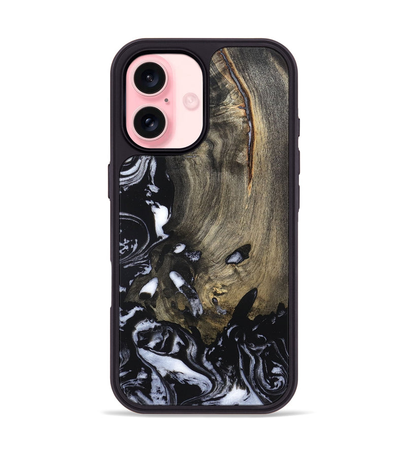 iPhone 16 Wood Phone Case - Kaila (Black & White, 820337)