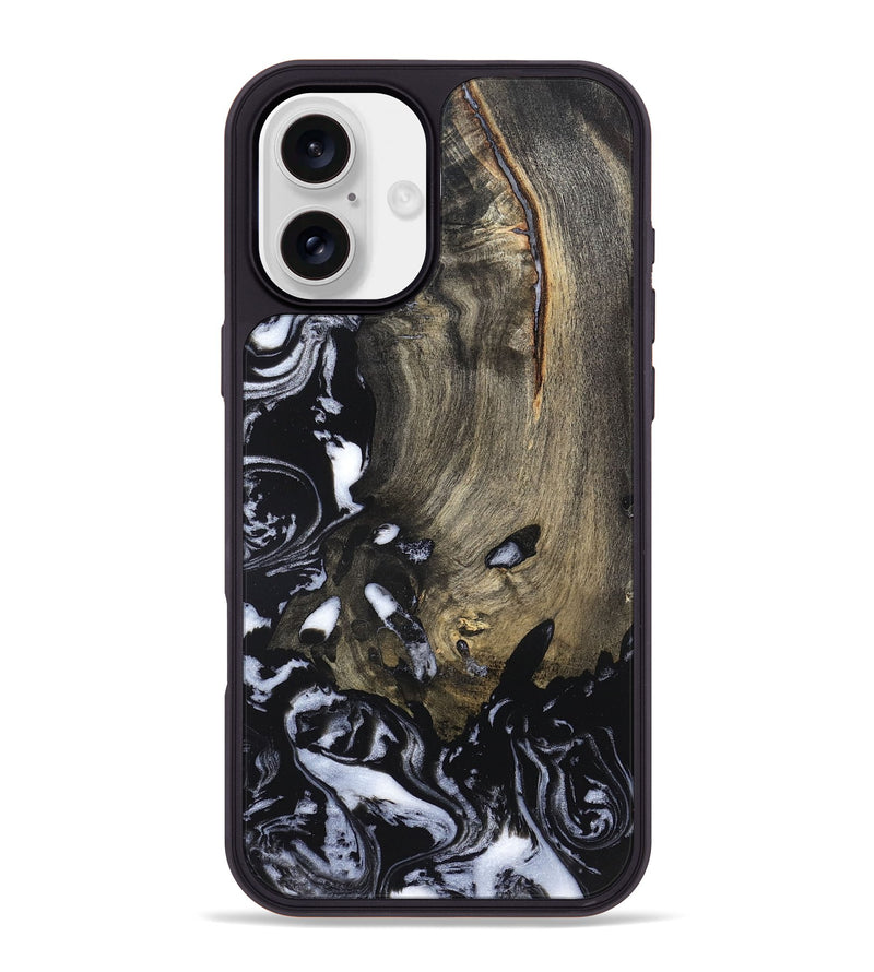 iPhone 16 Plus Wood Phone Case - Kaila (Black & White, 820337)