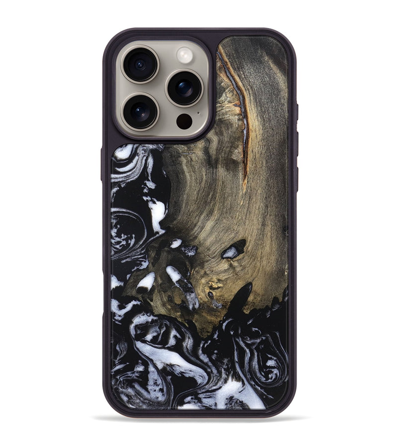 iPhone 16 Pro Max Wood Phone Case - Kaila (Black & White, 820337)