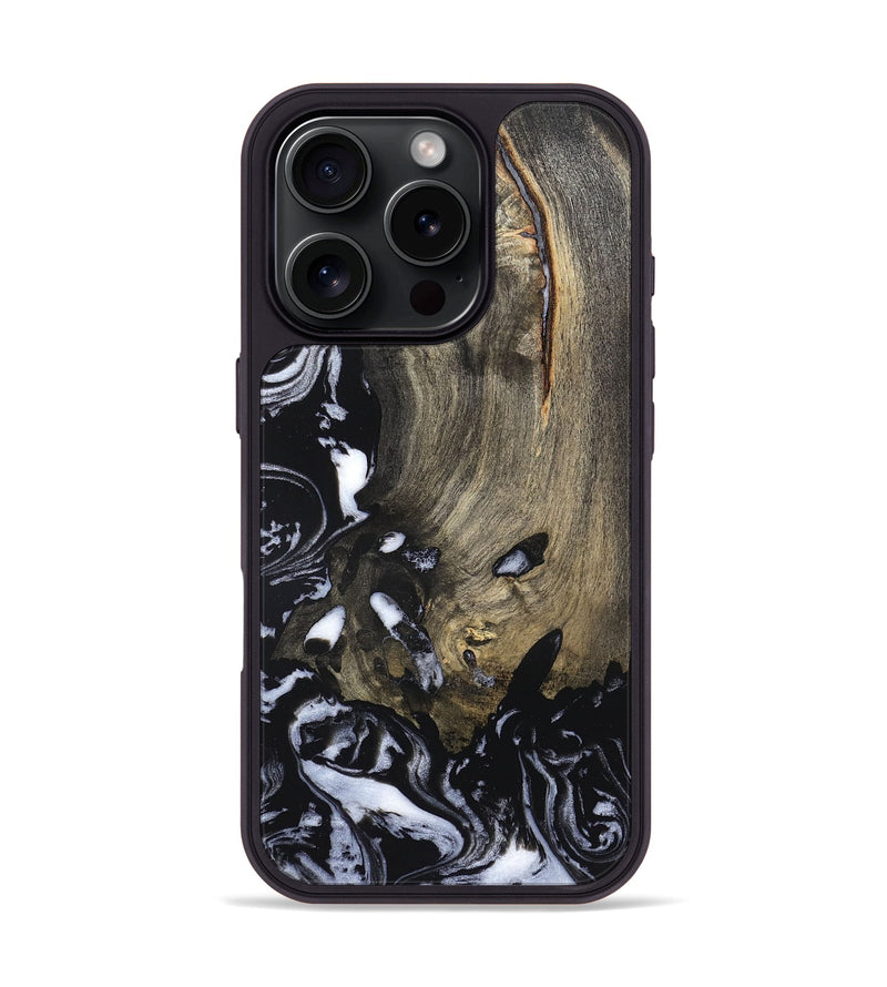 iPhone 16 Pro Wood Phone Case - Kaila (Black & White, 820337)